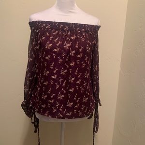 Miss Los Angeles Adeli Floral off the shoulder blouse purple size S